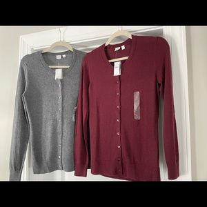 NWT GAP set of TWO cardigan sweaters - Grey XS and Burgundy S